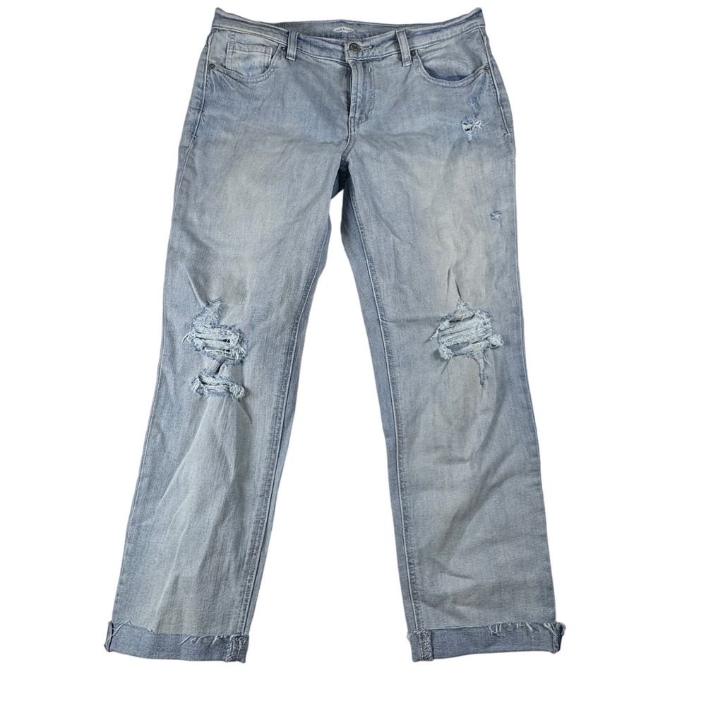 Old Navy Boyfriend Distressed Denim‎ Jeans Size 8 Light Wash Ripped